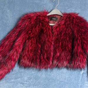 AKIRA Red Faux Fur Jacket